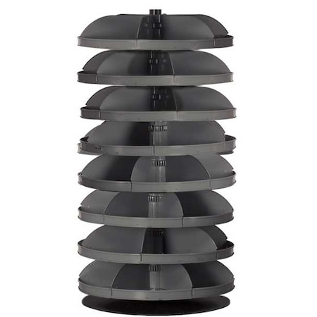 Durham Mfg Flat-Bottom Revolving Open Bin Storage Unit, 28 in Dia x 52.875 in H, 48 Compartments, Gray, Steel 1208-95
