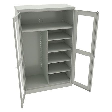 Tennsco Combo Wardrobe Storage Cabinet, 78 in H, 48 in W, 24 in D, Swing, Keyed, Light Gray, 5 Shelves CVDJ2478SUC LIGHT GREY