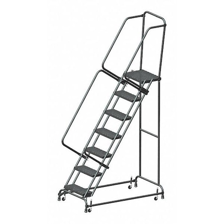 Ballymore 103" H Steel Rolling Ladder, 7 Steps, 450 lb. Load Capacity FSH718XSU