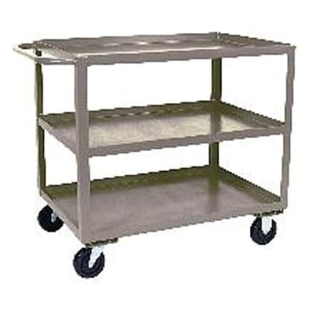 Jamco Flat Handle Utility Cart, Steel, 1,400 lb Load Capacity, 3 Shelves, 42 in L, 25 in W SC236P500GP