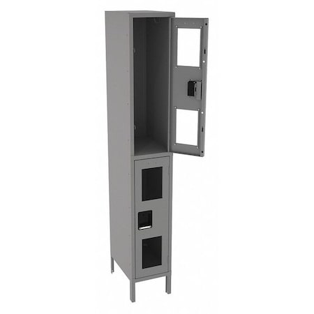 Tennsco Wardrobe Locker, 12 in W, 18 in D, 78 in H, (1) Wide, (2) Tier, Gray CDL-121836-1 MED GRE