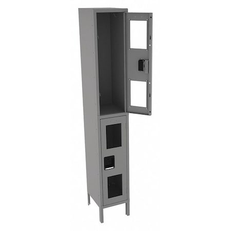 Tennsco Wardrobe Locker, 12 in W, 15 in D, 78 in H, (1) Wide, (2) Tier, Gray CDL-121536-1 MED GRE