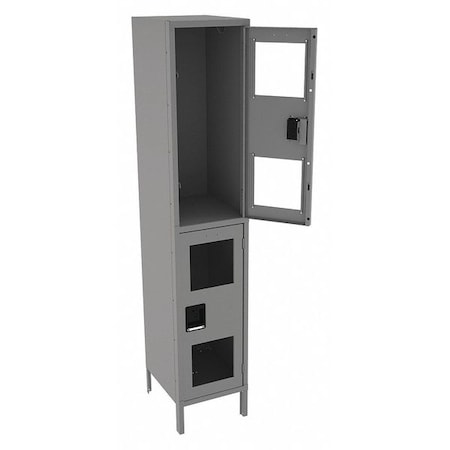 Tennsco Wardrobe Locker, 15 in W, 18 in D, 78 in H, (1) Wide, (2) Tier, Gray CDL-151836-1 MED GRE