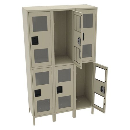 Tennsco Wardrobe Locker, 45 in W, 18 in D, 78 in H, (2) Tier, (3) Wide, Sand CDL-151836-3 SAND
