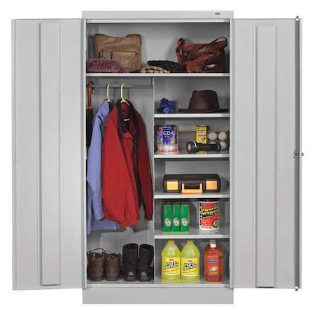 Tennsco Combo Wardrobe Storage Cabinet, 72 in H, 36 in W, Light Gray, 0 Drawers 1482 LIGHT GREY