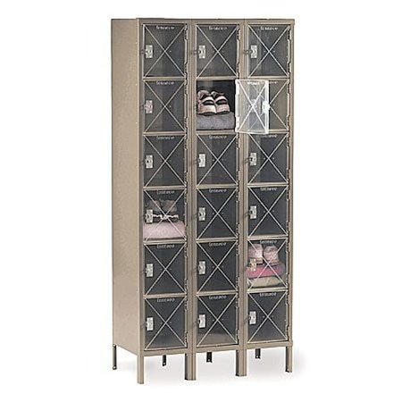 Tennsco Box Locker, 36 in W, 18 in D, 78 in H, (3) Wide, (6) Tier, Sand CBL6-121812-3 SAND