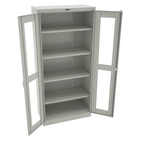 Tennsco Shelving Storage Cabinet, 78 in H, 36 in W, 18 in D, Swing, Keyed, Light Gray, 4 Shelves, 0 Drawers CVD1870 LIGHT GREY