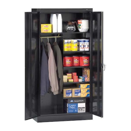Tennsco Combo Wardrobe Storage Cabinet, 72 in H, 36 in W, Black, 0 Drawers 1482 BLACK