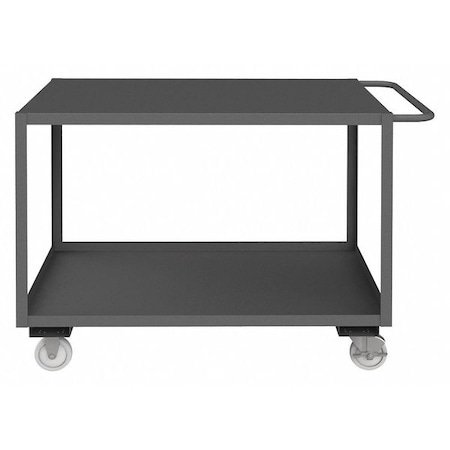 Zoro Select Utility Cart with Lipped & Flush Metal Shelves, Steel, 1,200 lb Load Capacity, 2 Shelves RSC-3048-2-TLD-95
