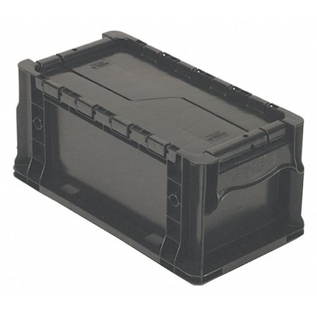 Quantum Storage Systems Black Attached Lid Container, High Density Polyethylene, 13 1/2 in L, 6 3/4 in W, 6 3/4 in H RSO1408-7