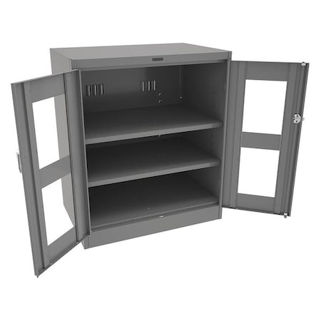 Tennsco Shelving Storage Cabinet, 42 in H, 36 in W, Swing, Keyed, Medium Gray, 2 Shelves, 0 Drawers CVD2442 MED GREY