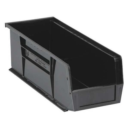 Quantum Storage Systems Hang & Stack Storage Bin, Polypropylene, Black, 5 in H, 5 1/2 in W, 14 3/4 in L QUS234BK