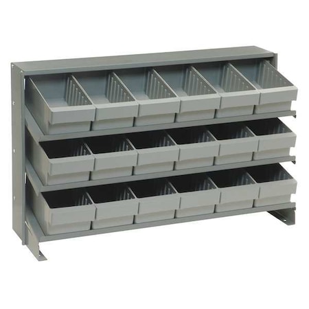 Quantum Storage Systems Steel Bench Pick Rack, 12 in D x 21 in H x 36 in W, 3 Shelves, Gray QPRHA-601GY