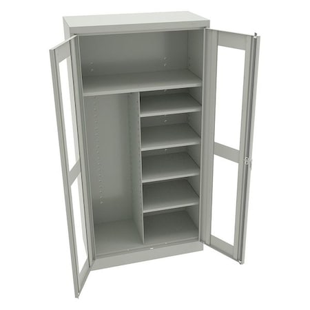 Tennsco Combo Wardrobe Storage Cabinet, 72 in H, 36 in W, 18 in D, Swing, Keyed, Light Gray, 5 Shelves CVD7214 LIGHT GREY