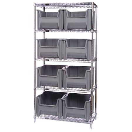 Quantum Storage Systems Steel Bin Shelving, 18 in D x 74 in H x 42 in W, 5 Shelves, Blue WR5-700BL