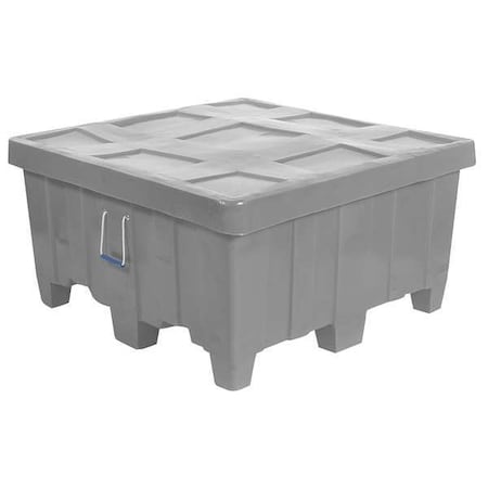 Myton Industries Bulk Container 18 cu ft Volume Cap., 44 in L, 44 in W, 23 in H, Plastic, Gray MTG-1GRAY