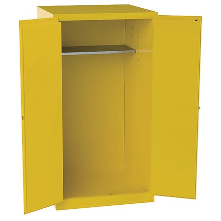 Jamco Hazardous Material Storage Cabinet, 60 gal, 1 Shelves, Steel, 34 in W x 65 in H x 34 in D, Yellow BW1YP