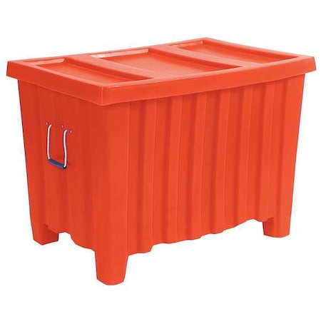 Myton Industries Ribbed Wall Container 14 cu ft Volume Cap., 41 in L, 28 in W, 26 1/2 in H, Plastic, Orange MTE-1XLORANGE