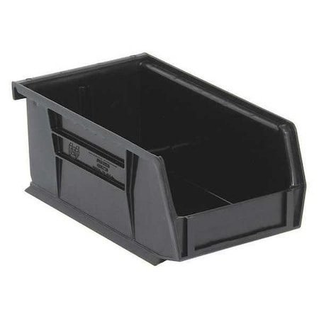 Quantum Storage Systems Hang & Stack Storage Bin, Polypropylene, Black, 3 in H, 4 1/8 in W, 7 3/8 in L QUS220BK