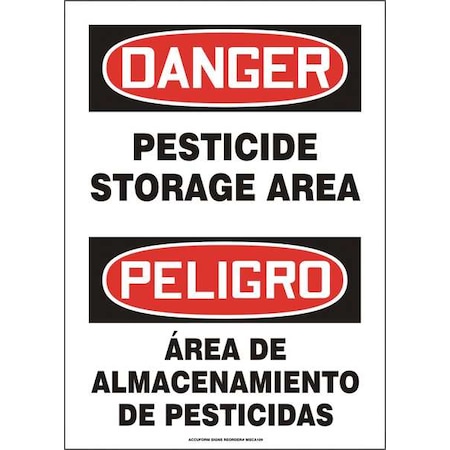 Accuform Spanish-Bilingual Danger Sign, 14 in H, 10 in W, Plastic, Rectangle, English, Spanish, SBMCAW109VP SBMCAW109VP