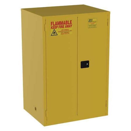 Jamco Hazardous Material Storage Cabinet, 90 gal, 2 Shelves, Steel, 43 in W x 65 in H x 34 in D, Yellow BS90YP