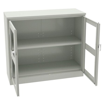 Tennsco Shelving Storage Cabinet, 42 in H, 48 in W, 18 in D, Swing, Keyed, Light Gray, 2 Shelves, 0 Drawers CVDJ1842A LIGHT GREY