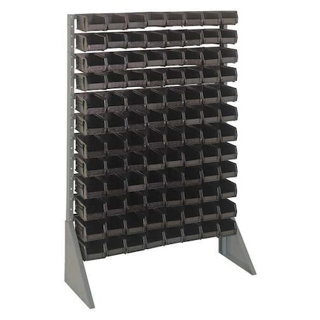 Quantum Storage Systems Steel Bin Rail Floor Rack, 36 in D x 54 in H x 15 in W, Black QRU-12S-210-96BK