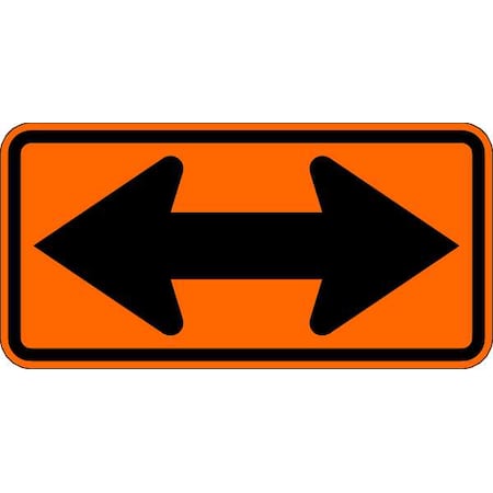 Lyle Double Arrow Traffic Sign, 24 in Height, 48 in Width, Aluminum, Horizontal Rectangle, No Text W1-7-BO-48HA