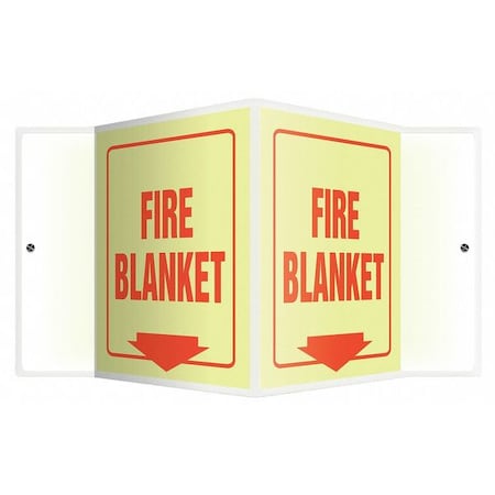 Accuform Fire Blanket Sign, 6X8-3/4", R/Glow, ENG PSP342