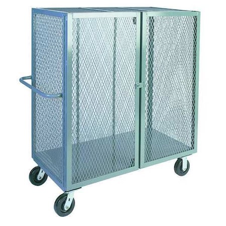 Jamco Dual-Latch Welded Mesh Security Cart with Fixed Shelves, 2,000 lb Capacity, 54 in W x 40 in L x VA448P600GP