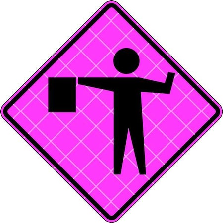 Eastern Metal Signs And Safety Flagger Ahead Traffic Sign, 36 in H, 36 in W, Vinyl, Diamond, C/36-SBFP-3FH-HD-FLAGGER SYMBOL C/36-SBFP-3FH-HD-FLAGGER SYMBOL