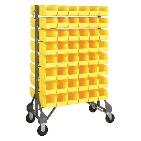 Quantum Storage Systems Steel Mobile Bin Rail Floor Rack, 36 in D x 53 in H x 20 in W, Yellow MQRU-16D-230-96YL