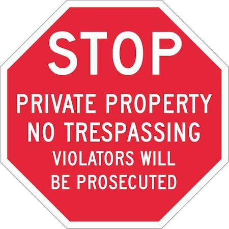 Lyle Reflective  Authorized Personnel Stop Sign, 12 in W, 12 in H, Aluminum, Red ST-038-12HA