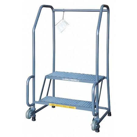 Ballymore 4.1 ft H Steel Rolling Ladder, 2 Steps, 450 lb Load Capacity H226TRX-AW