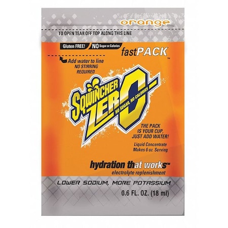 Sqwincher Sports Drink Liquid Concentrate 0.6 oz., Orange, Pk50 159015500