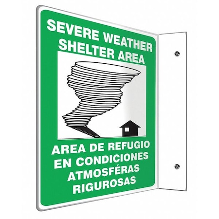 Accuform Emergency Sign, 12 in Height, 9 in Width, Plastic, L-Shaped, English, Spanish SBPSP442