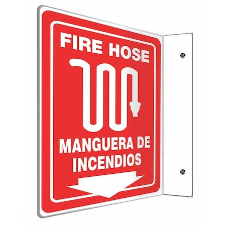 Accuform Fire Hose Sign, 12X9", WHT/R, PLSTC SBPSP445
