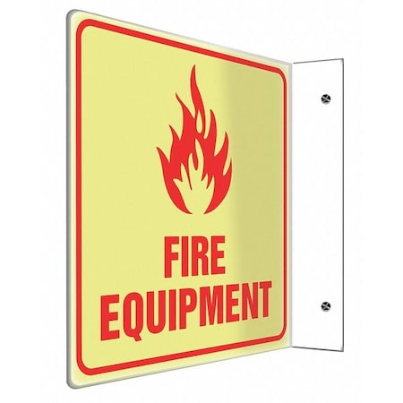 Accuform Fire Equipment Sign, 8X10", R/Glow, ENG PSP457