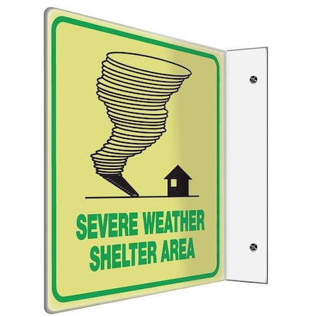 Accuform Emergency Sign, 8X8, Blk and Green/Glow PSP463
