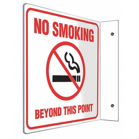 Accuform No Smoking Sign, 8 in H, 8 in W, Plastic, L-Shaped, English, PSP493 PSP493