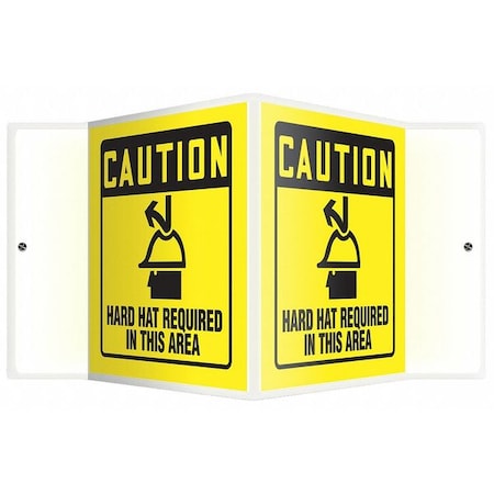 Accuform V-Shape Projection Sign, 6 in Height, 8 1/2 in Width, Plastic, V-Shaped, English PSP363