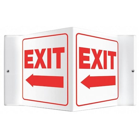 Accuform Exit Sign, Plastic, 8-1/2" W, 6" H, Exit, White PSP130