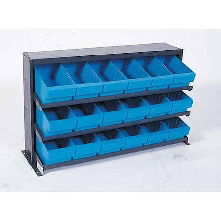 Quantum Storage Systems Steel Bench Pick Rack, 12 in D x 21 in H x 36 in W, 3 Shelves, Blue QPRHA-601BL