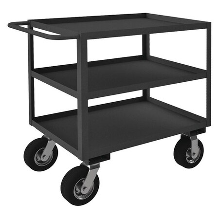 Zoro Select Flat Handle Utility Cart, Steel, 1,200 lb Load Capacity, 3 Shelves, 42 1/4 in L, 24 1/4 in W RSC-243639-3-8PN-95