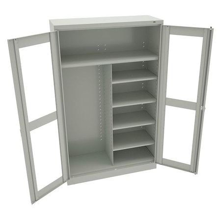 Tennsco Combo Wardrobe Storage Cabinet, 78 in H, 48 in W, Swing, Keyed, Light Gray, 6 Shelves, 0 Drawers CVDJ1878SUC LIGHT GREY