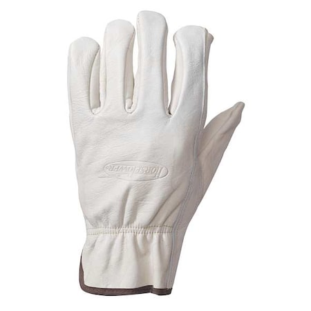 Horsepower Leather Drivers Gloves, Shirred Wrist, Keystone Thumb, Gunn Cut, White, M 1 PR PWG-138420M