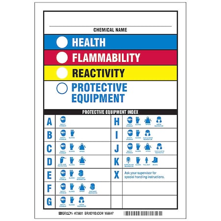 Brady Label, No Header, Magnetic Vinyl, 7 in W, 10 in H 70801