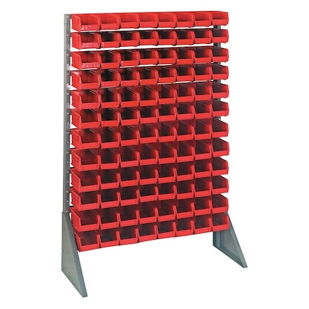 Quantum Storage Systems Steel Bin Rail Floor Rack, 15 in D x 54 in H x 36 in W, Red QRU-12S-220-96RD
