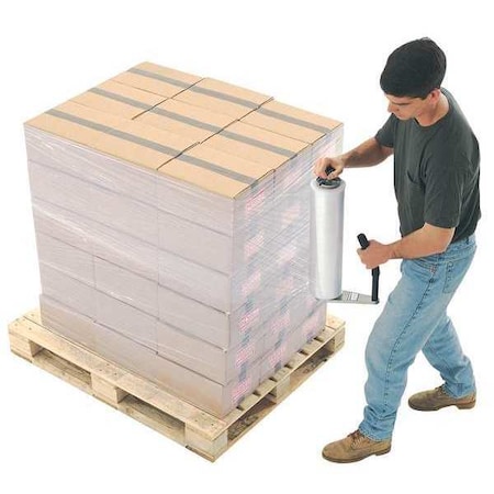 Zoro Select Hand Stretch Wrap, 18 in W x 1500 ft L, 70 ga, Cast Style, Clear, Standard Duty 15A998