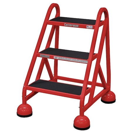 Cotterman Rolling Platform, 3 Steps, 31 in Overall Height, Steel, Red ST-300 A2 C6 P5